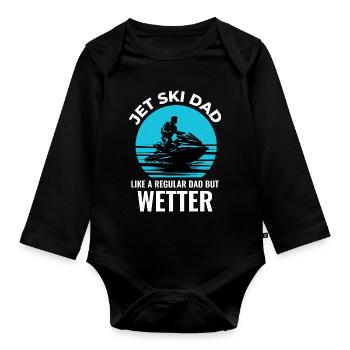 Lustiger Jetski-Vater, Seeleben, Sommer - Baby Bio-Langarm-Body - Schwarz - Vorne