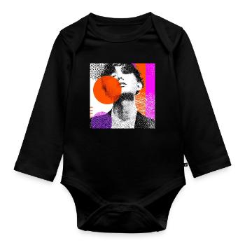 Wraparound Abstract Pop Art Portrait - Organic Longsleeve Baby Bodysuit - black - Front