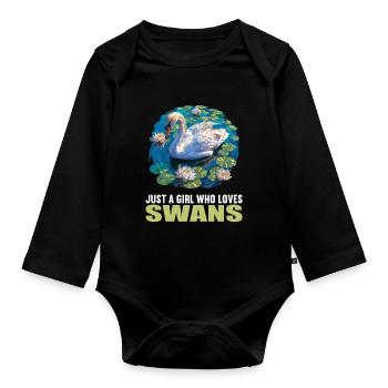 Swans Swan - Organic Longsleeve Baby Bodysuit - black - Front