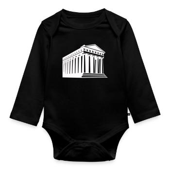 Antike griechische Tempelillustration - Baby Bio-Langarm-Body - Schwarz - Vorne