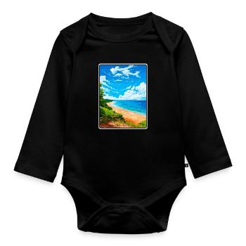 Lake Michigan USA Vintage-Reiseplakat Stadtlandschaft - Baby Bio-Langarm-Body - Schwarz - Vorne