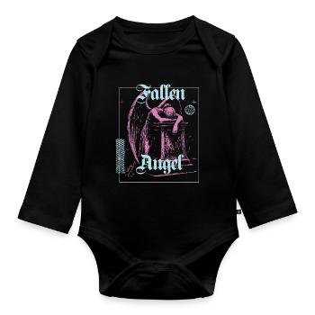 Himmlische Engelillustration - Baby Bio-Langarm-Body - Schwarz - Vorne