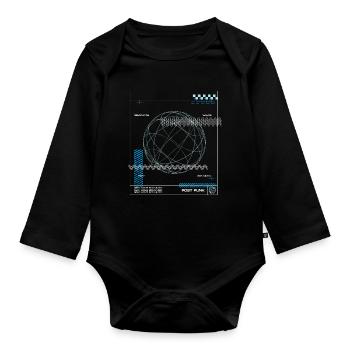 New Wave Music - Futuristic Globe Digital Art - Organic Longsleeve Baby Bodysuit - black - Front
