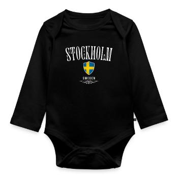 Stockholm, Suède, design minimaliste élégant - Body Bébé bio manches longues - noir - Devant