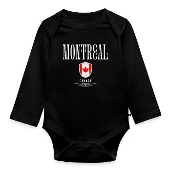 Montréal Canada, design élégant et minimaliste - Body Bébé bio manches longues - noir - Devant