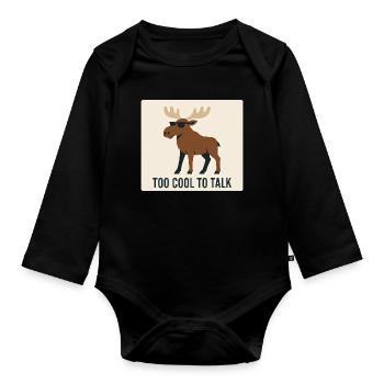 Cool Moose with Sunglasses and Text - Organic Longsleeve Baby Bodysuit - black - Front