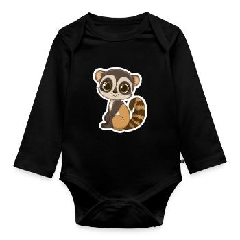 Lemur - Baby Bio-Langarm-Body - Schwarz - Vorne