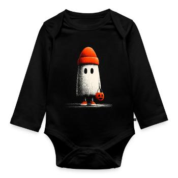 Beanie_Ghost - Baby Bio-Langarm-Body - Schwarz - Vorne