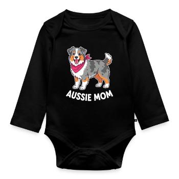 Maman australienne berger australien pour mamans de chiens - Body Bébé bio manches longues - noir - Devant