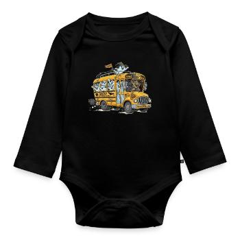 Haunted Ghost Bus Halloween Design - Organic Longsleeve Baby Bodysuit - black - Front
