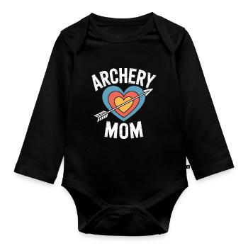 Bogenschießen Spruch Mutter Bogenschießen Geschenk - Baby Bio-Langarm-Body - Schwarz - Vorne
