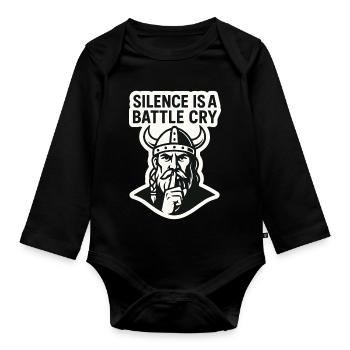 Viking Silence Battle Cry Design - Body Bébé bio manches longues - noir - Devant