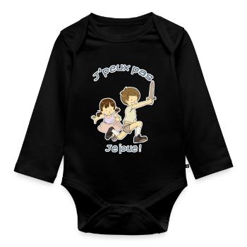 Je peux pas, je joue ! - Body Bébé bio manches longues - noir - Devant