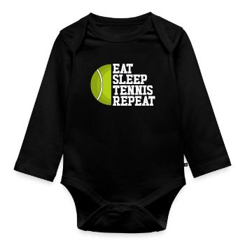 Eat Sleep Tennis Repeat Tennis - Organic Longsleeve Baby Bodysuit - black - Front