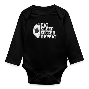 Eat Sleep Soccer Repeat Soccer Player Girl Jun - Organic Longsleeve Baby Bodysuit - black - Front