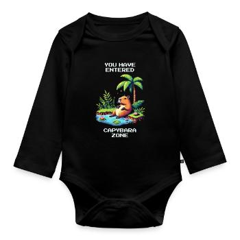 Betritt die Capybara-Zone | Capybara & Chill - Baby Bio-Langarm-Body - Schwarz - Vorne