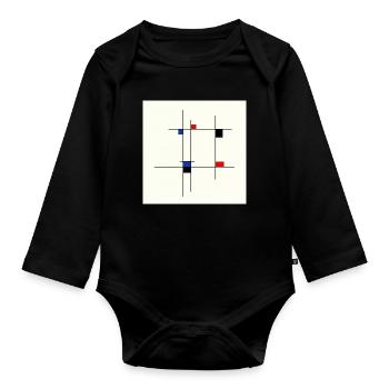 Design Abstrait Ligne et Couleurs - Body Bébé bio manches longues - noir - Devant