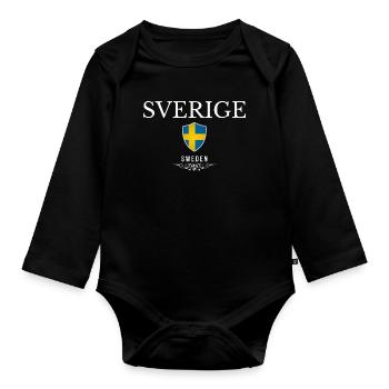 Swedish patriot, minimalist sleek design - Organic Longsleeve Baby Bodysuit - black - Front