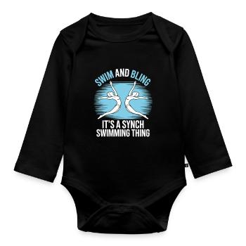 Synchronschwimmen Kunstschwimmen Wassersport - Baby Bio-Langarm-Body - Schwarz - Vorne