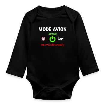 Design Fashion Airplane Activation Fun - Organic Longsleeve Baby Bodysuit - black - Front