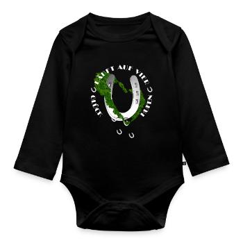 Nature-inspired horseshoe with clover - Organic Longsleeve Baby Bodysuit - black - Front
