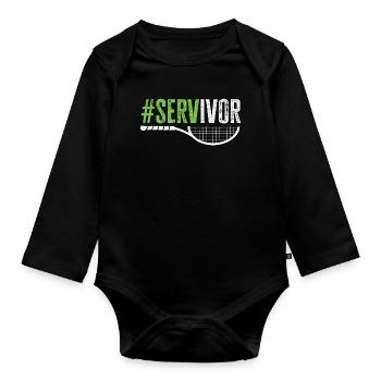 Tennis Spieler Servivor Liebhaber Spaß - Baby Bio-Langarm-Body - Schwarz - Vorne