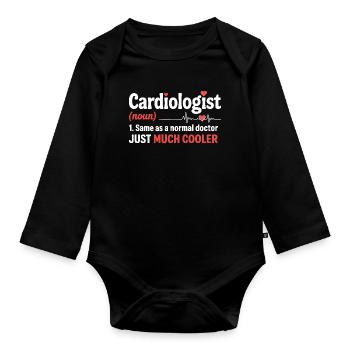 Heartbeat with love motif - Organic Longsleeve Baby Bodysuit - black - Front