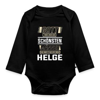 Helge der schönste Mann von Gott geformt Design - Baby Bio-Langarm-Body - Schwarz - Vorne