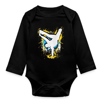 Breakdance Handstand Bboy - B-Boying Breakdancer - Body Bébé bio manches longues - noir - Devant