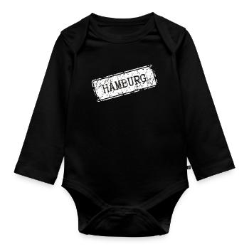 Streetstyle Hambourg Ville Imprimer - Body Bébé bio manches longues - noir - Devant