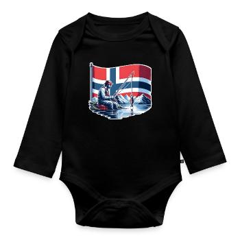 Bateau de pêche Norvège - Body Bébé bio manches longues - noir - Devant