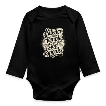 Silence – God Speaks Design - Baby Bio-Langarm-Body - Schwarz - Vorne