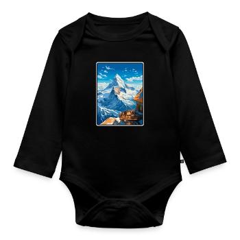 Piz Gloria Switzerland Travel Poster Cityscape WPA - Organic Longsleeve Baby Bodysuit - black - Front