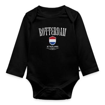 Amo Rotterdam, Rotterdam The Netherlands - Organic Longsleeve Baby Bodysuit - black - Front