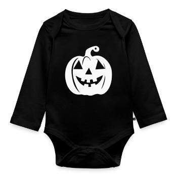 Motifs de citrouilles effrayantes pour Halloween - Body Bébé bio manches longues - noir - Devant