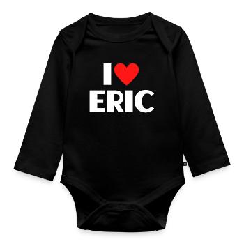 I love Eric Rotes Herz Romantischer Name Fan - Baby Bio-Langarm-Body - Schwarz - Vorne