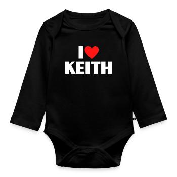 J'adore Keith Red Heart, fan du nom romantique - Body Bébé bio manches longues - noir - Devant