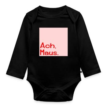 Oh Mouse nickname - Organic Longsleeve Baby Bodysuit - black - Front