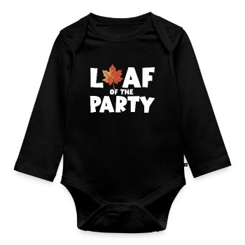 Leaf of the Party Happy Fall Harvest Autumn Leaf - Organic Longsleeve Baby Bodysuit - black - Front