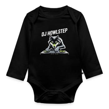 DJ Howlstep Wolf au bureau Ambiance EDM Rave - Body Bébé bio manches longues - noir - Devant