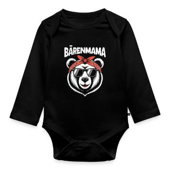 Werdende Mutter BÄRENMAMA Bald Mama Lustiges - Baby Bio-Langarm-Body - Schwarz - Vorne