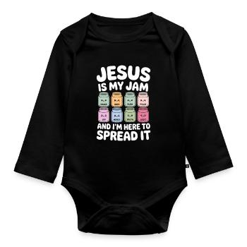 Jésus est ma confiture : foi, espoir, paix, - Body Bébé bio manches longues - noir - Devant