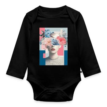 Abstract floral femininity - Organic Longsleeve Baby Bodysuit - black - Front