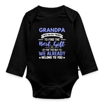 Citation d'amour de la famille grand-père - Body Bébé bio manches longues - noir - Devant