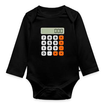 Number Day Minimalist Calculator Numerical Pattern - Organic Longsleeve Baby Bodysuit - black - Front
