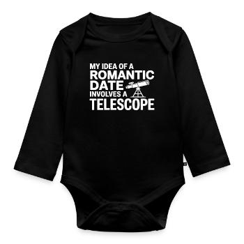 Romantic Date Telescope Journal  - Organic Longsleeve Baby Bodysuit - black - Front