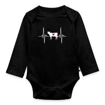 Kuh - Baby Bio-Langarm-Body - Schwarz - Vorne