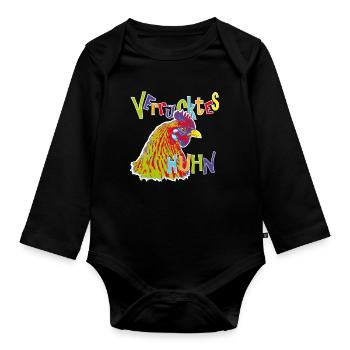 Colorful Crazy Chicken - Organic Longsleeve Baby Bodysuit - black - Front