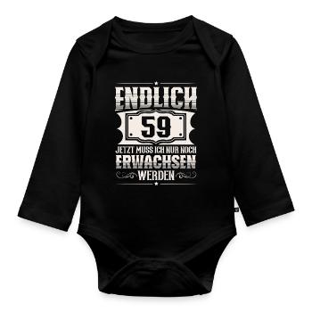 59e anniversaire - Body Bébé bio manches longues - noir - Devant