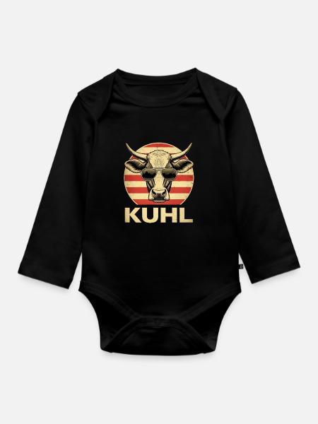 Cooler Bullenkopf mit Sonnenbrille - Baby Bio-Langarm-Body - Schwarz